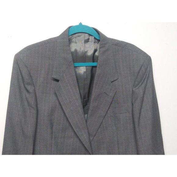 Towncraft Suit Jacket 42S worsted wool blend striped gray Blazer Sport Coat EUC - Picture 4 of 13
